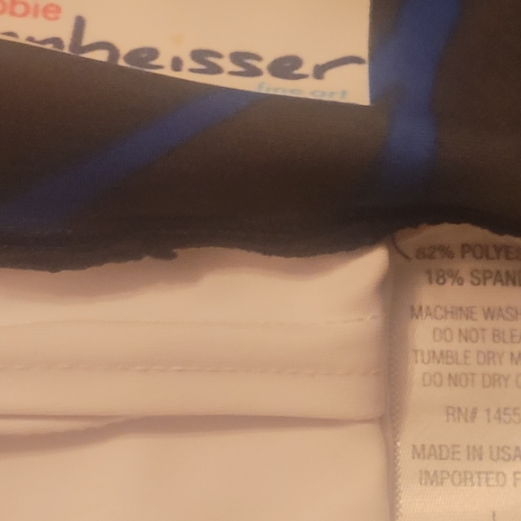 Debbie DANNHEISSER leggings fine art threads women new blue green Avocado leaf L - Picture 6 of 6